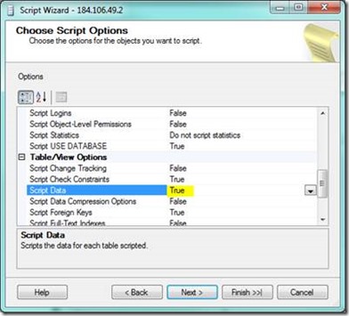 SQL Server Generate Script Wizard - Choose Script Option
